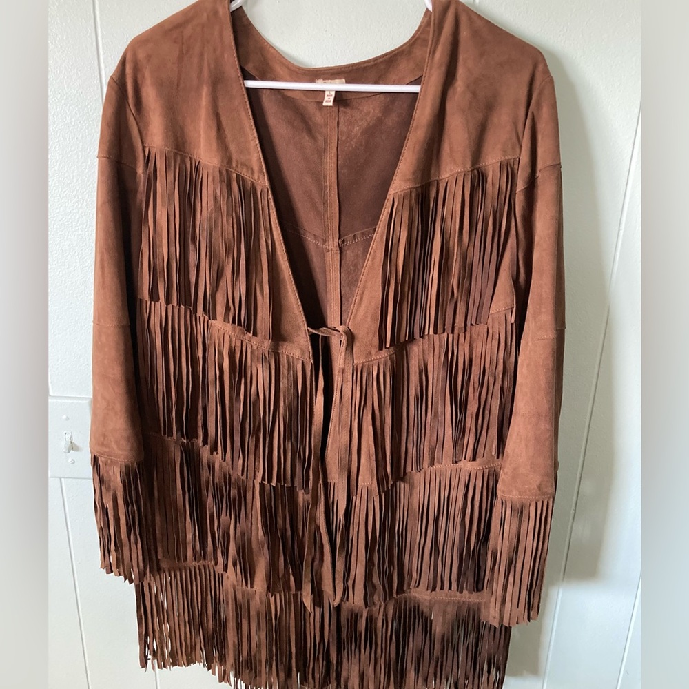 Reba SZ L Western style  genuine suede Fringe Jacket Beautiful color